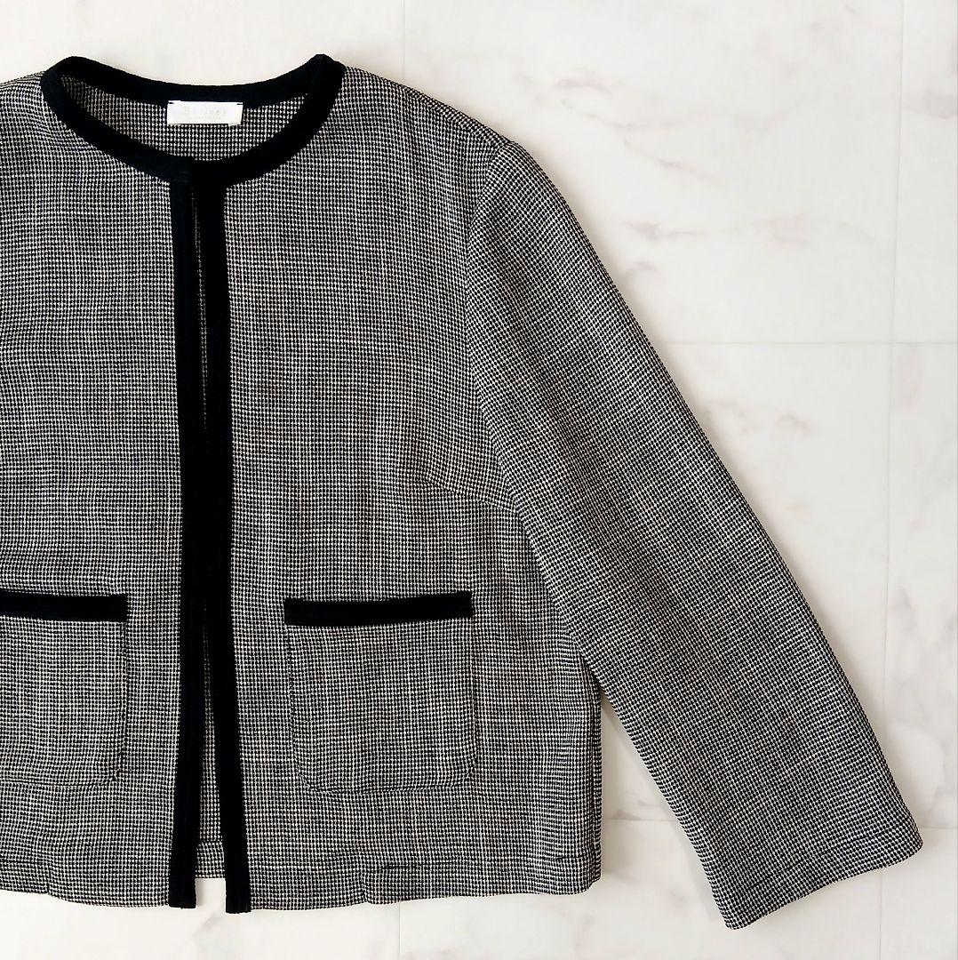 美品 ボールジィ トゥモローランド カラミ ノーカラージャケット 36 ブラック