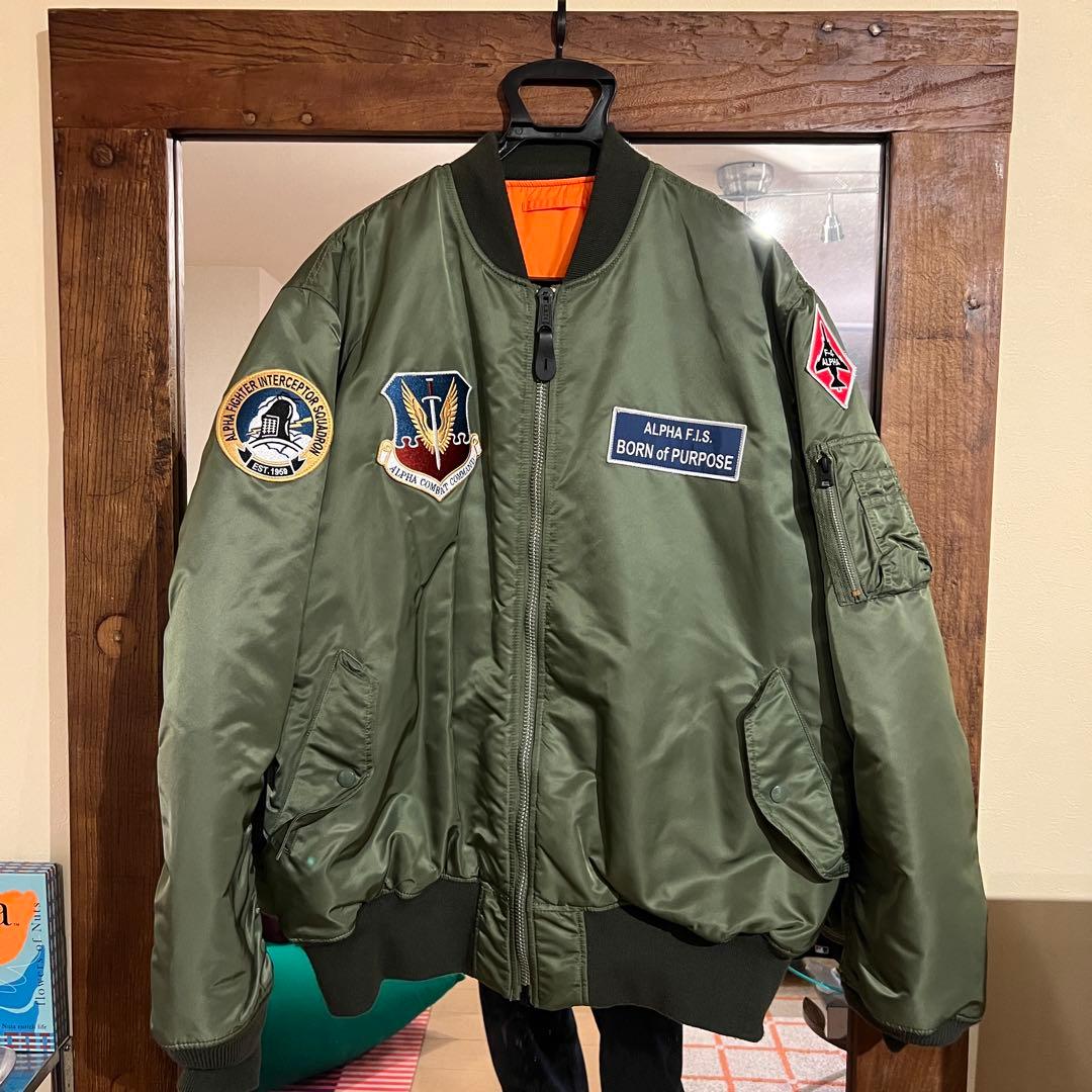 ALPHA MA-1 パッチ付き フライトジャケット 4L