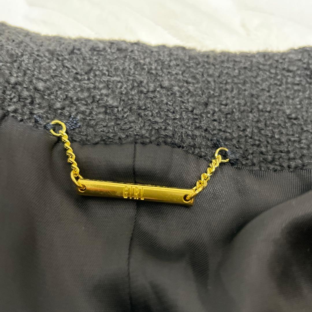 PLAGE[GIRL]ツイードノーカラージャケット　黒　ブラック　38サイズ　M