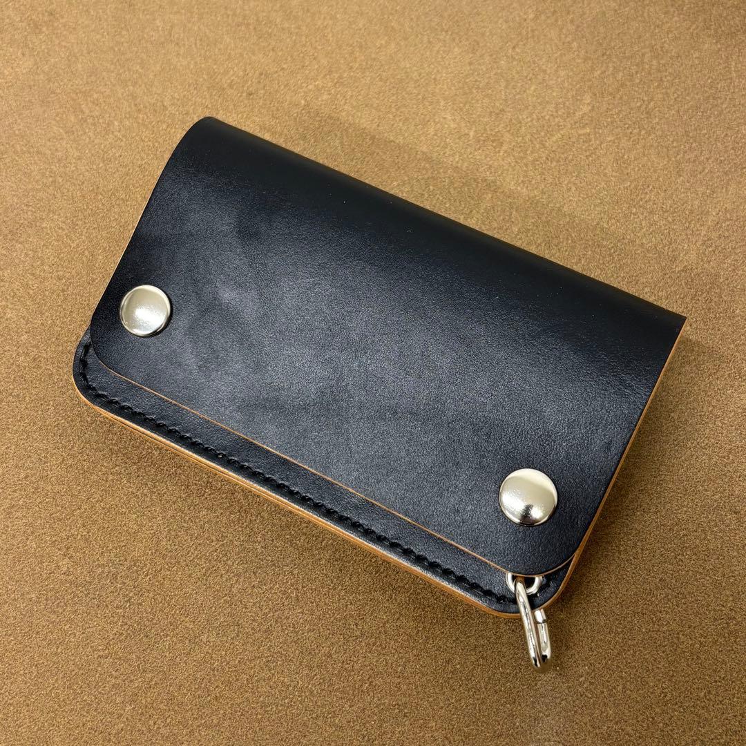 【FT】ホースハイド　トラッカーウォレット　ミドル　黒　茶心　3層　al