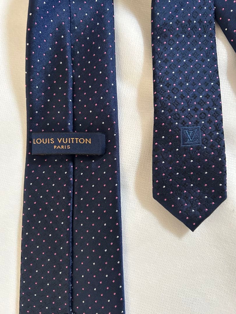 LOUIS VUITTON ネイビー ドット柄 ネクタイ
