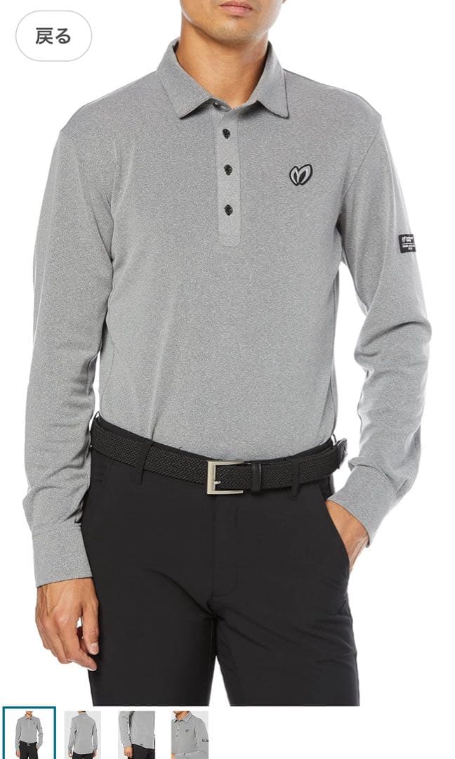 マスターバニーメンズ 長袖 ポロシャツ ワンポイントロゴサイズ4