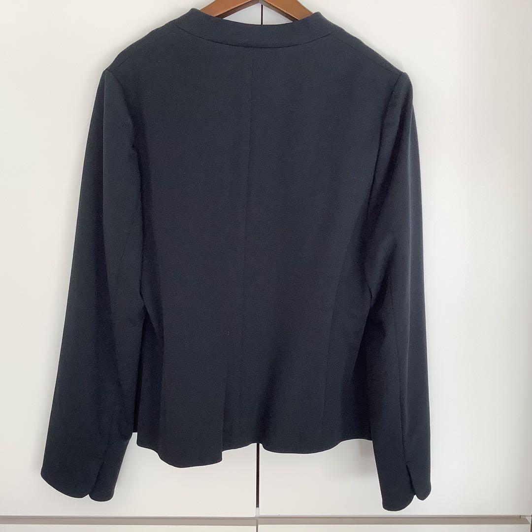 【未使用】KUMIKYOKU ネイビーノーカラージャケット 組曲 大きいサイズ