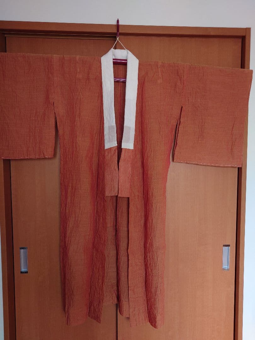 激レア　本麻長襦袢彩加　小千谷　縮加工　玉虫色　しつけ糸つき　仕立て上がり