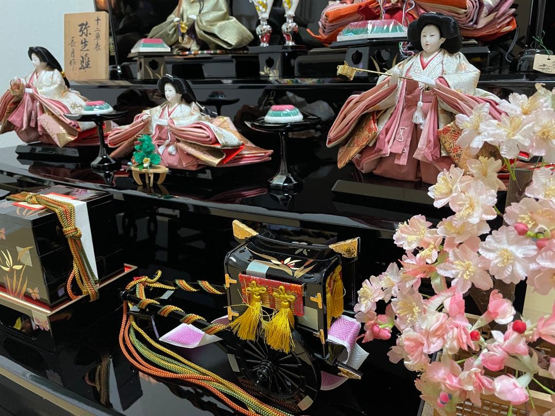 Ａ雛人形 三段飾り 十二単衣 弥生雛 長月作　Ａ＋Ｂ購入必須