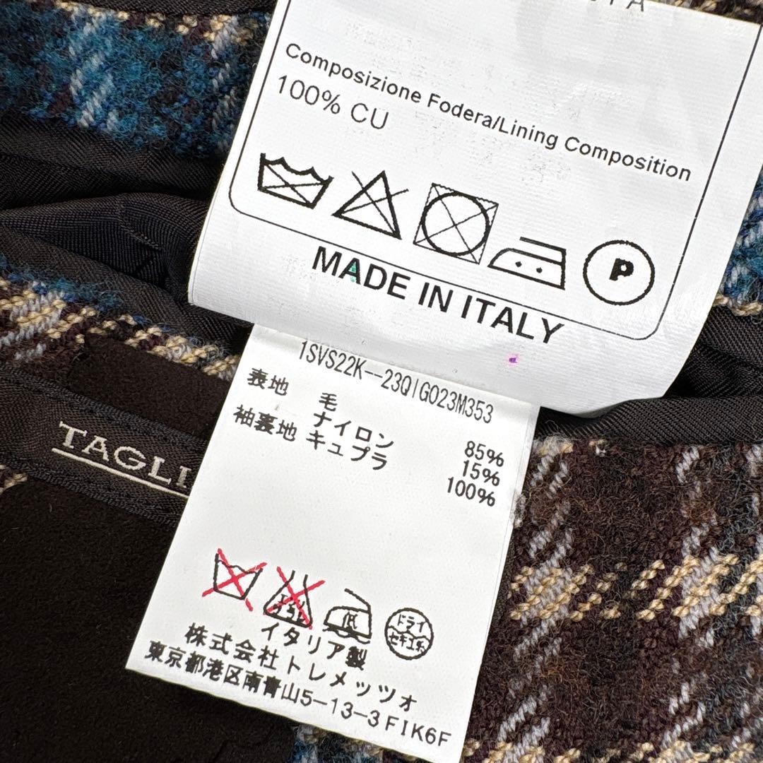 タリアトーレ　ツイード　テーラードジャケット　チェック　イタリア製　ウール　46