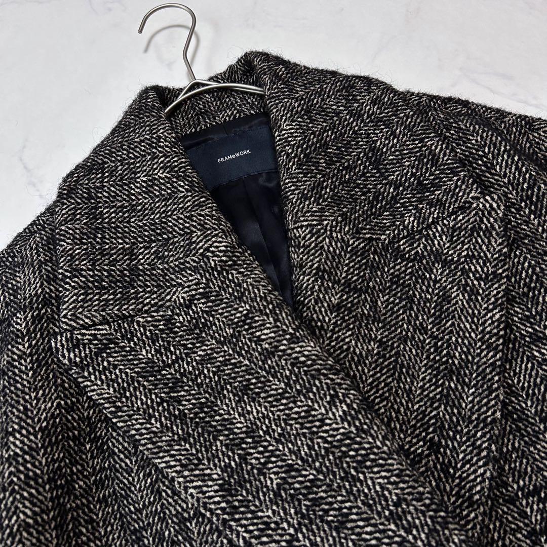 未使用級 フレームワーク TWEEDツイードショートコートワイド定価 5.2千円