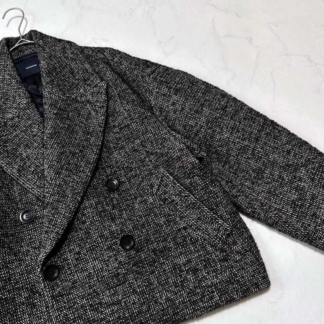 未使用級 フレームワーク TWEEDツイードショートコートワイド定価 5.2千円