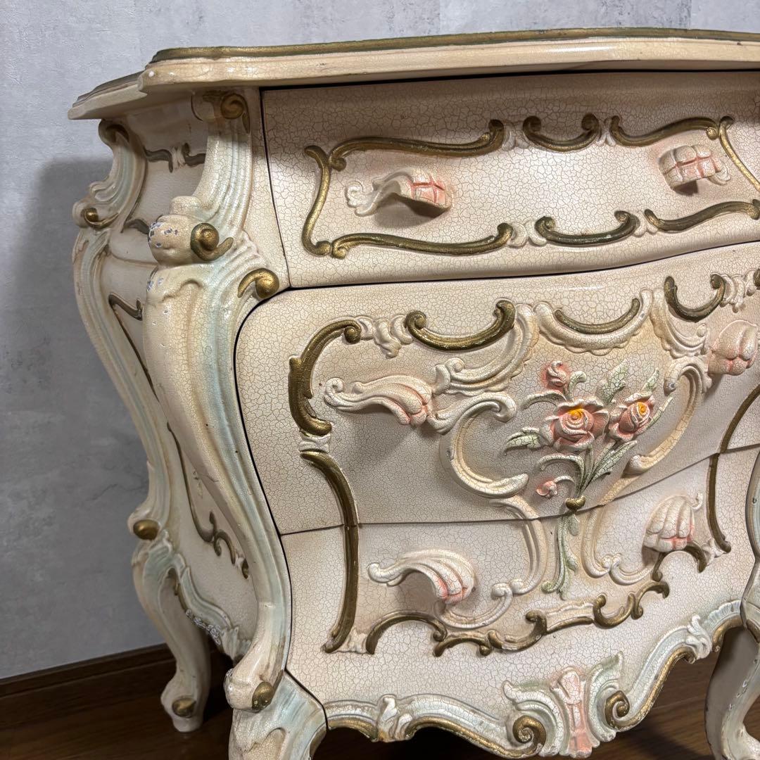 ロココ調　アンティーク　バロックスタイル 3段引出しチェスト　猫脚
