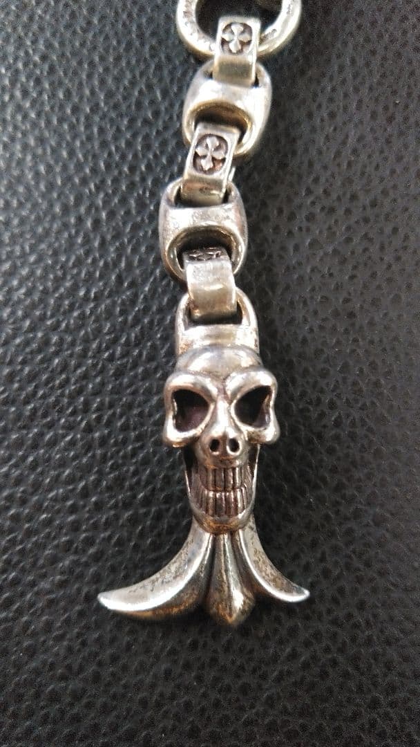 SILVER925 ビルウォールレザー　タイプスカルウォレットハンガー　44g