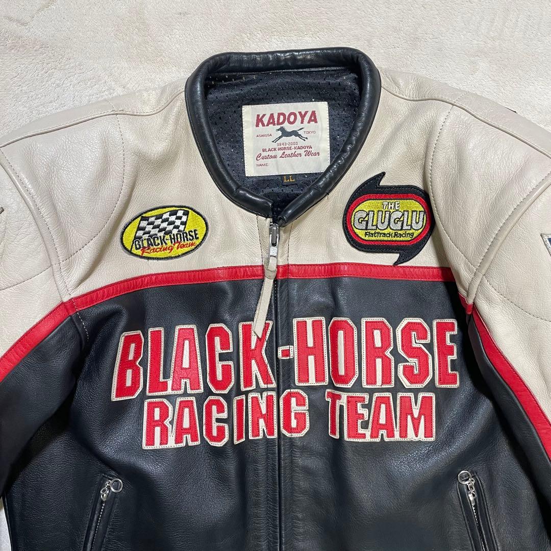 【牛革】KADOYA レザー ライダースジャケット 3L BLACK HORSE