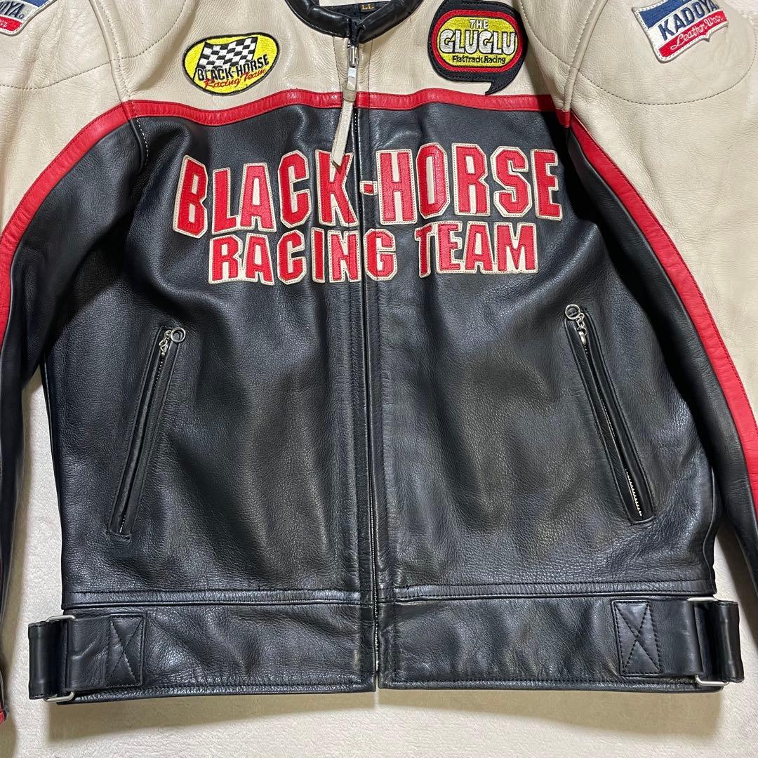 【牛革】KADOYA レザー ライダースジャケット 3L BLACK HORSE
