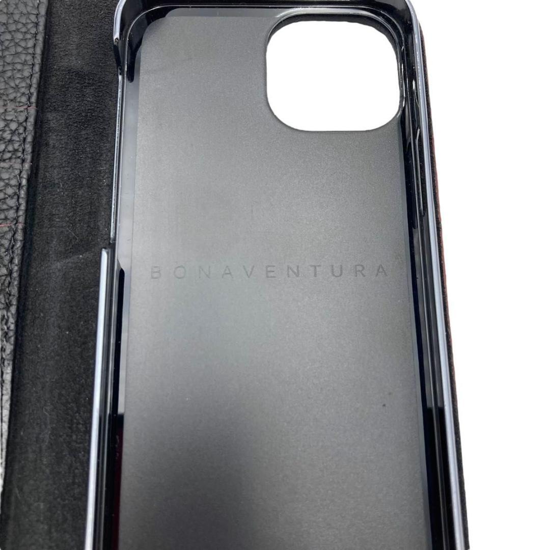 極美品 ボナベンチュラ iPhoneケース 手帳型 レザー　ブラック　箱付き