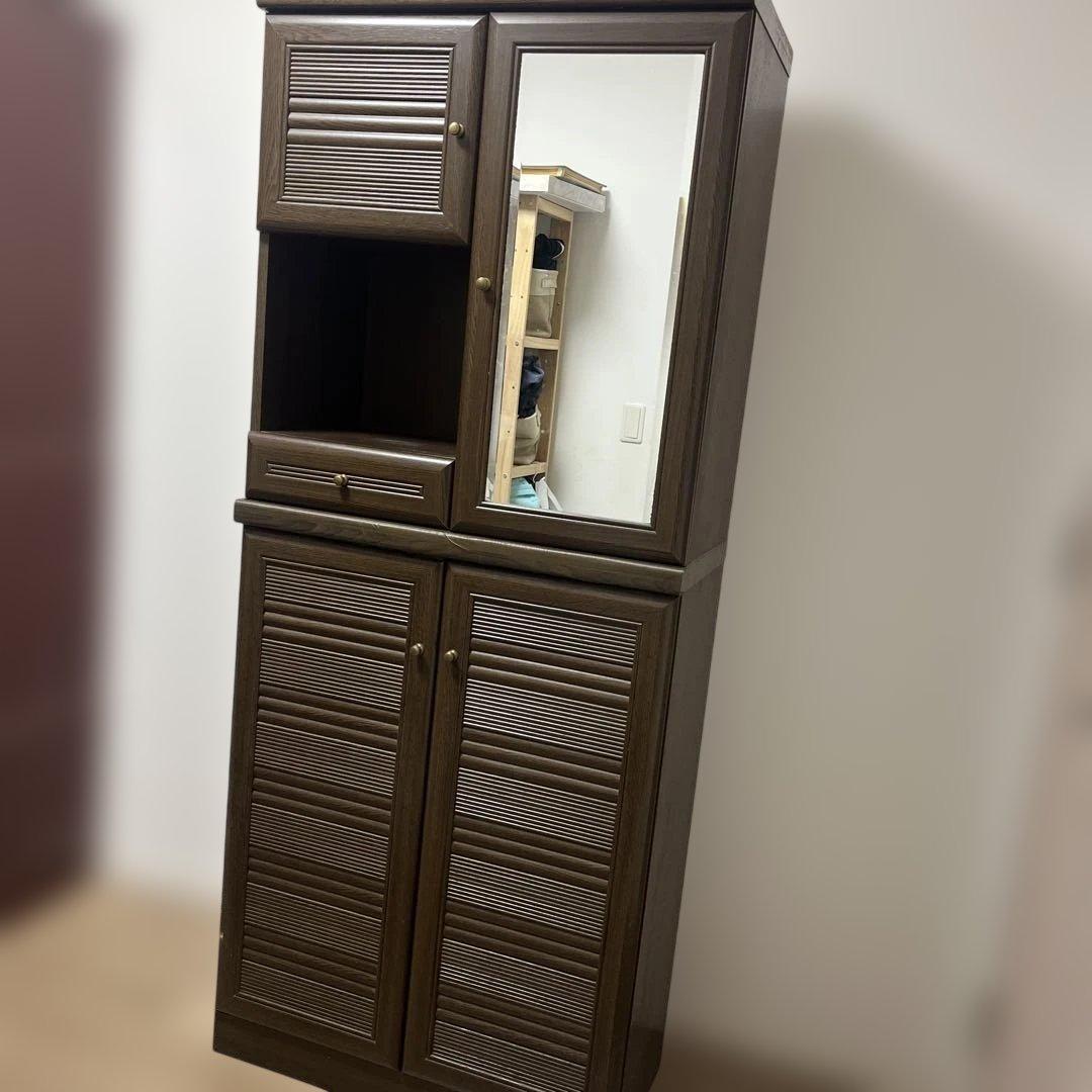 昭和レトロ　ユーアイ家具 下駄箱 シューズボックス ミラー付