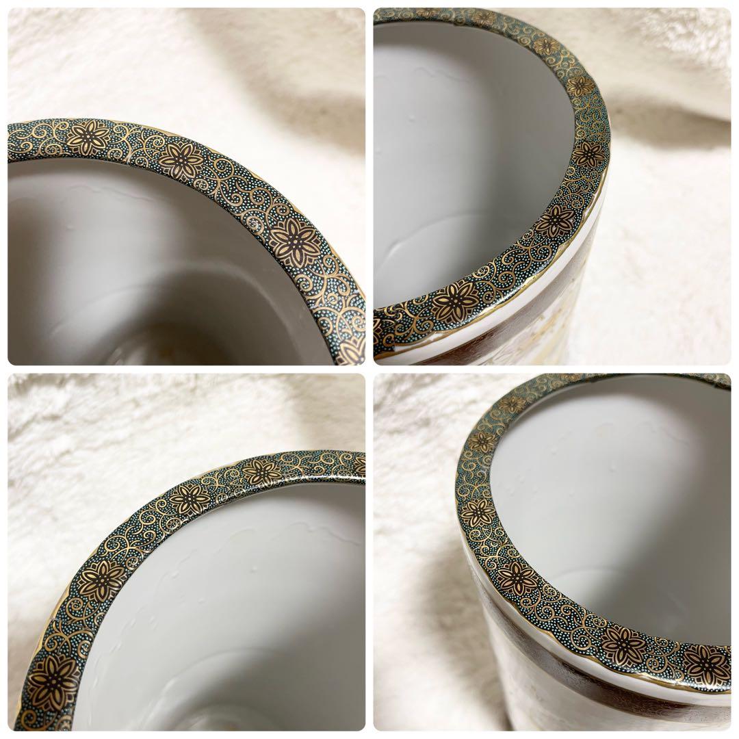 新品未使用 九谷焼 高級傘立て 金緑 花と鳥 手描き手作 開運 風水 開運 金運