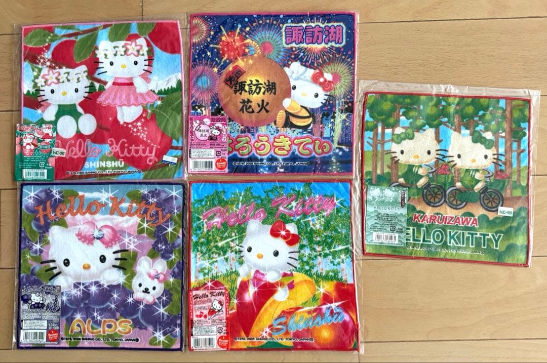 ご当地キティ 信州 軽井沢 諏訪湖 アルプス プチタオル レア 新品