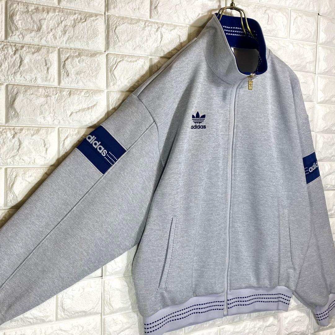 ◆アユニD／同型・同色／極美◆90sアディダス デサント製ジャージ 灰×紺 L