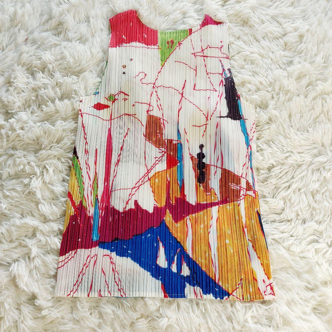 PLEATS PLEASE カラフル タンクトップ カラフル マルチカラー