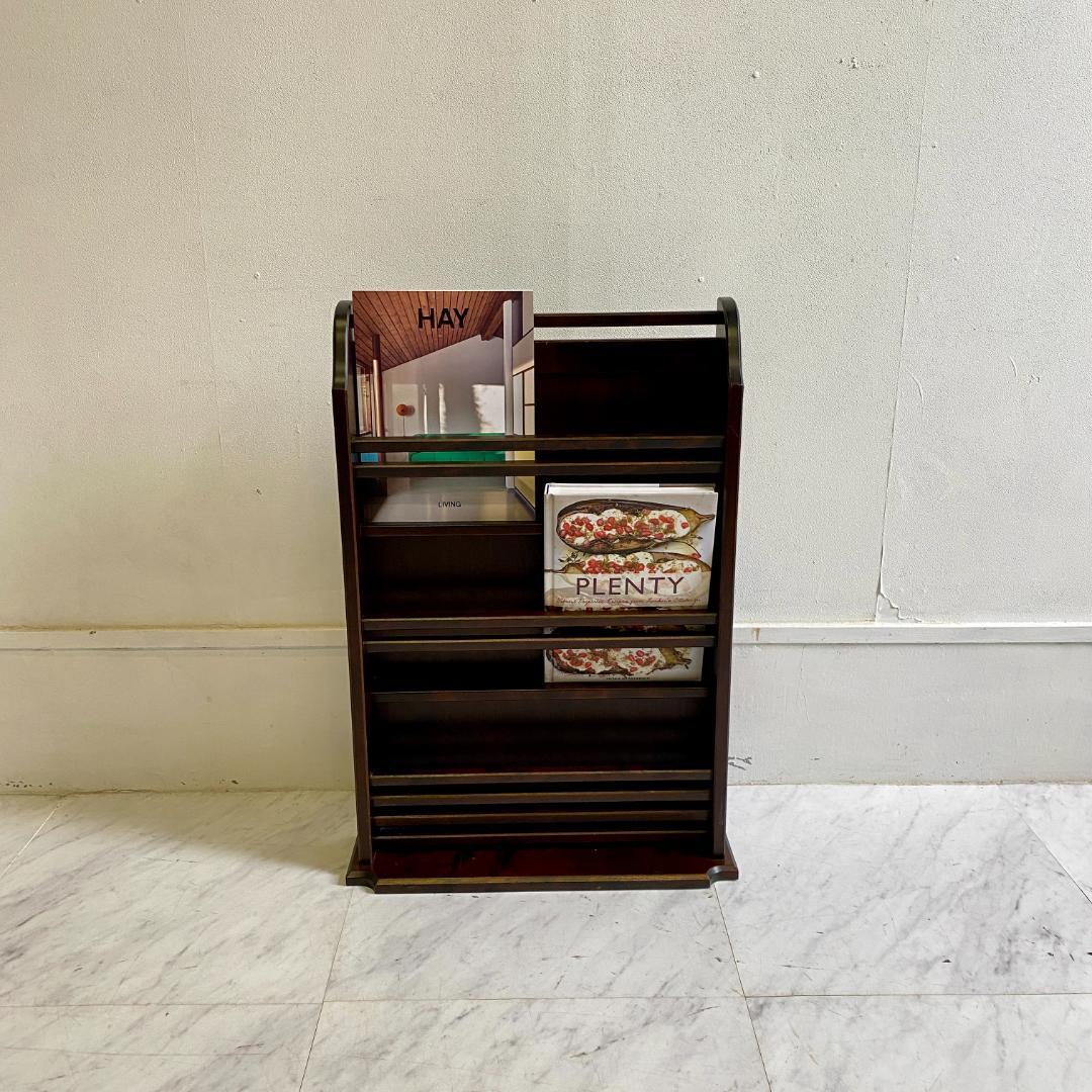 北海道民芸家具 木製ダークブラウンマガジンラック ラック 美品