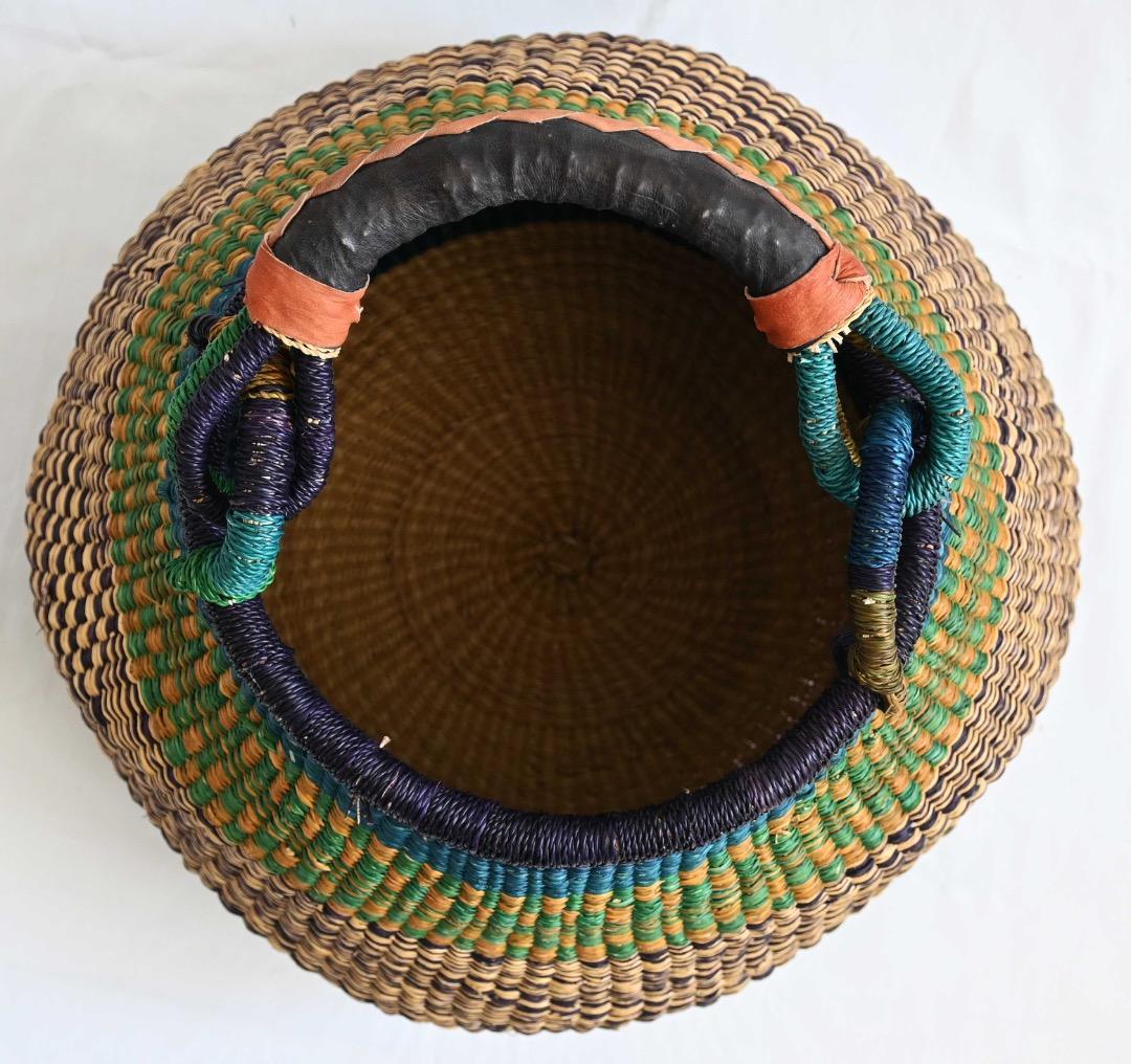 セール/新品/アフリカ ガーナ製/ブルキナボルガ バスケット/42×46cm