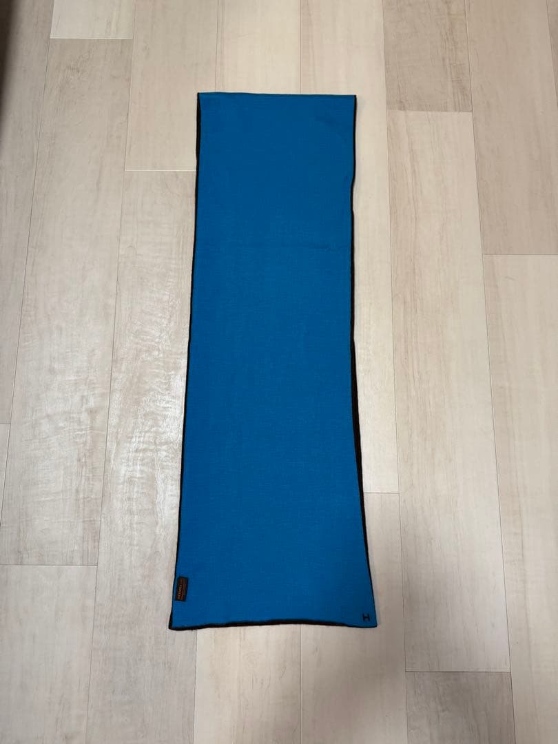 HERMES エルメス マフラー ブルー ブラウンHロゴ