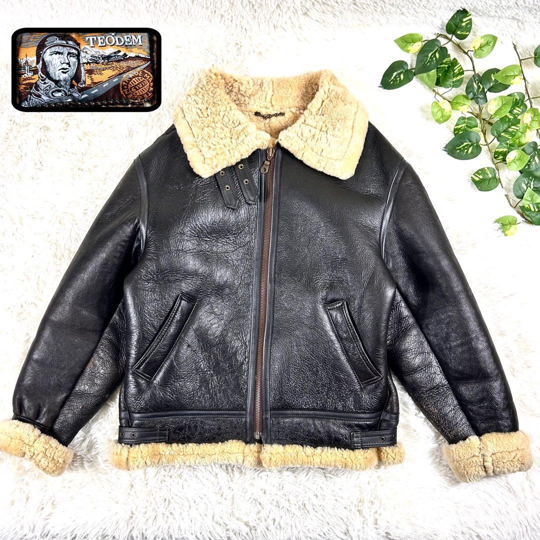 希少 テオデム B-3 ムートンフライトジャケット ダークブラウン 大きいサイズ