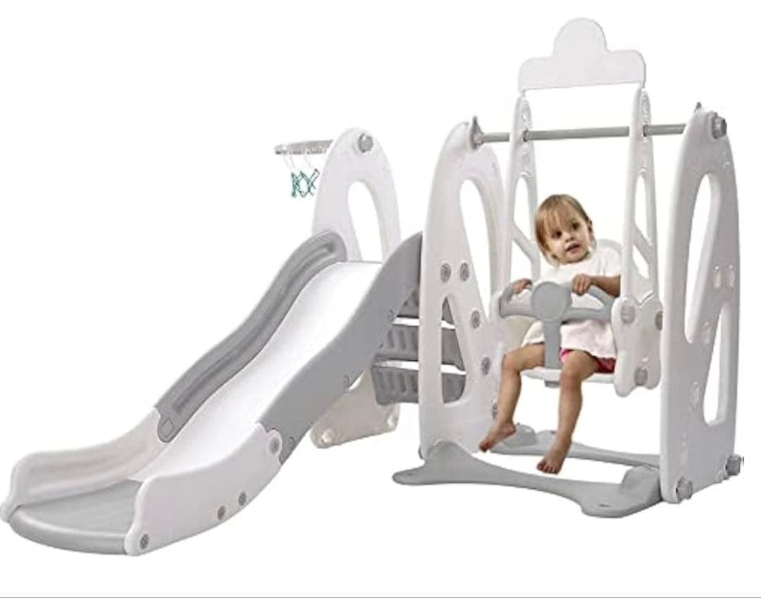 大阪熊 室内遊具 すべり台 ブランコ セット バスケットゴール 付き 子ども