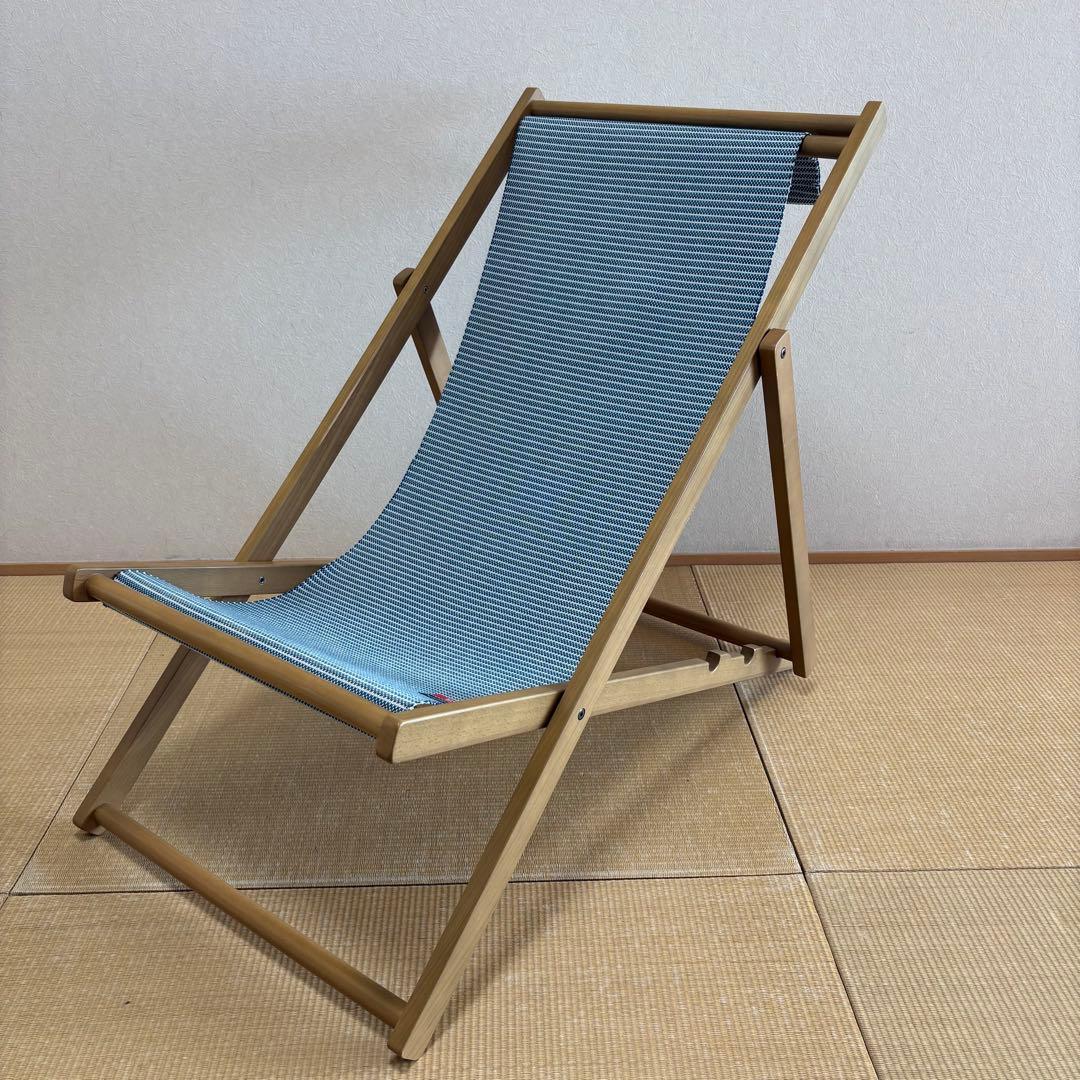 松右衛門帆を使用した折り畳みできる　ウッドデッキチェア