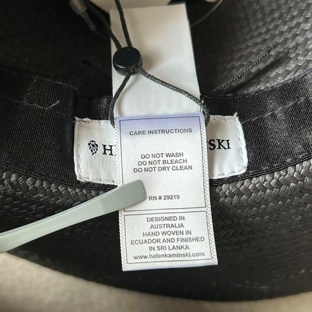 新品　ヘレンカミンスキー　ハット　黒　タグ付き　リボン　天然草木　パナマ