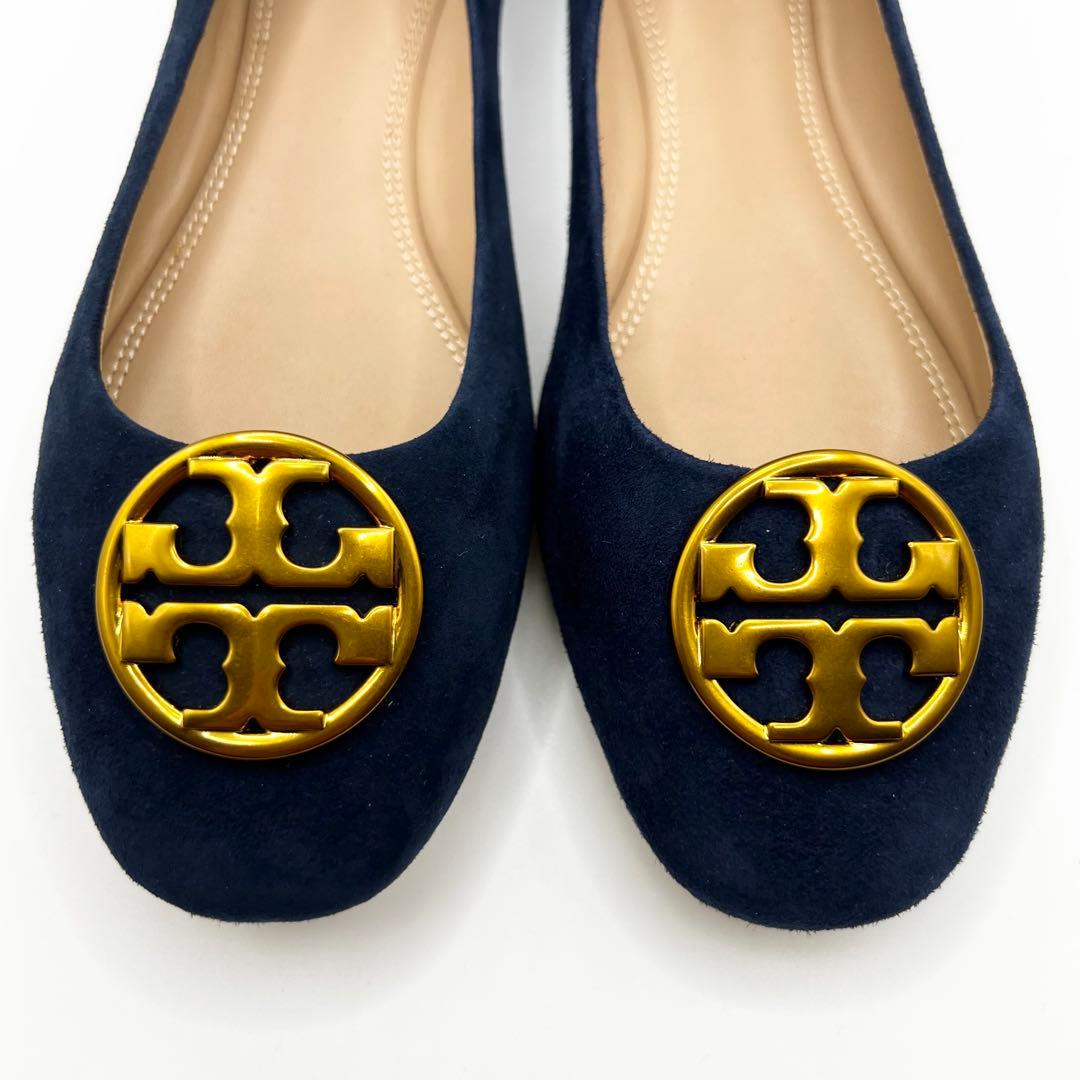 【極美品】TORY BURCH☆紺フラットパンプス☆24cm