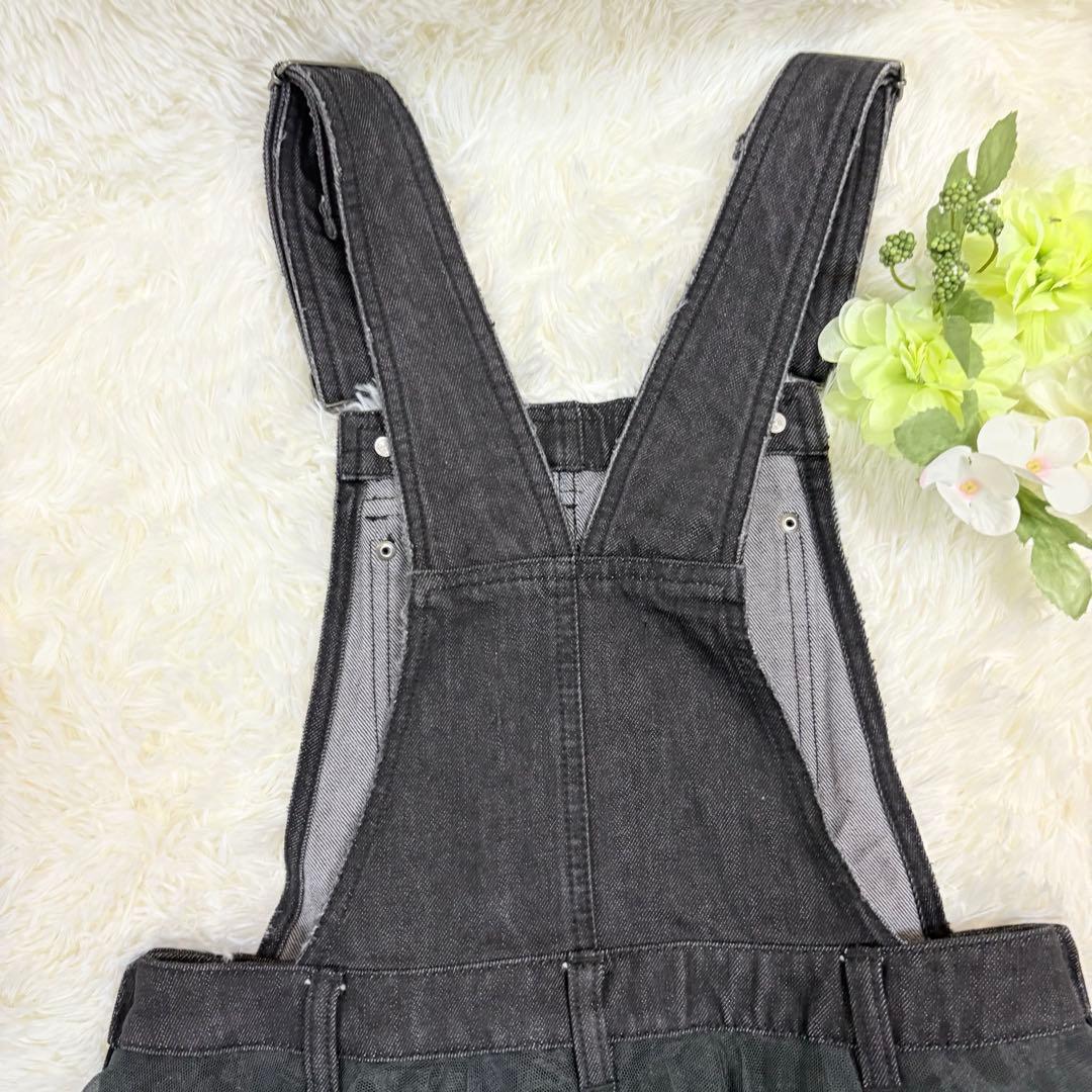 美品✨ラベルエチュード❤️ボリュームチュール×オーガンジーデニムサロペットF 黒