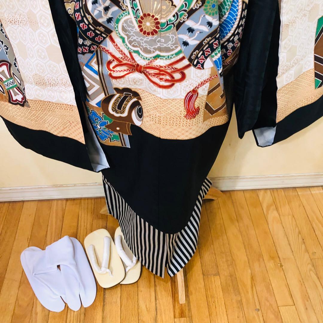 七五三 五歳‼️キッズモデル撮影一回美品‼️黒地に兜金彩金箔煌びやか❤️完全フルセット