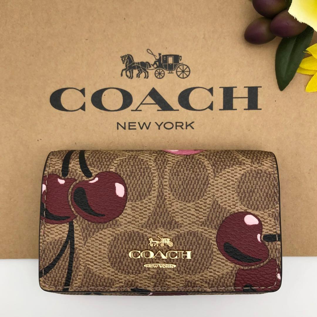 COACH ★大人気★ 5リングキーケース シグネチャー チェリープリント 新品