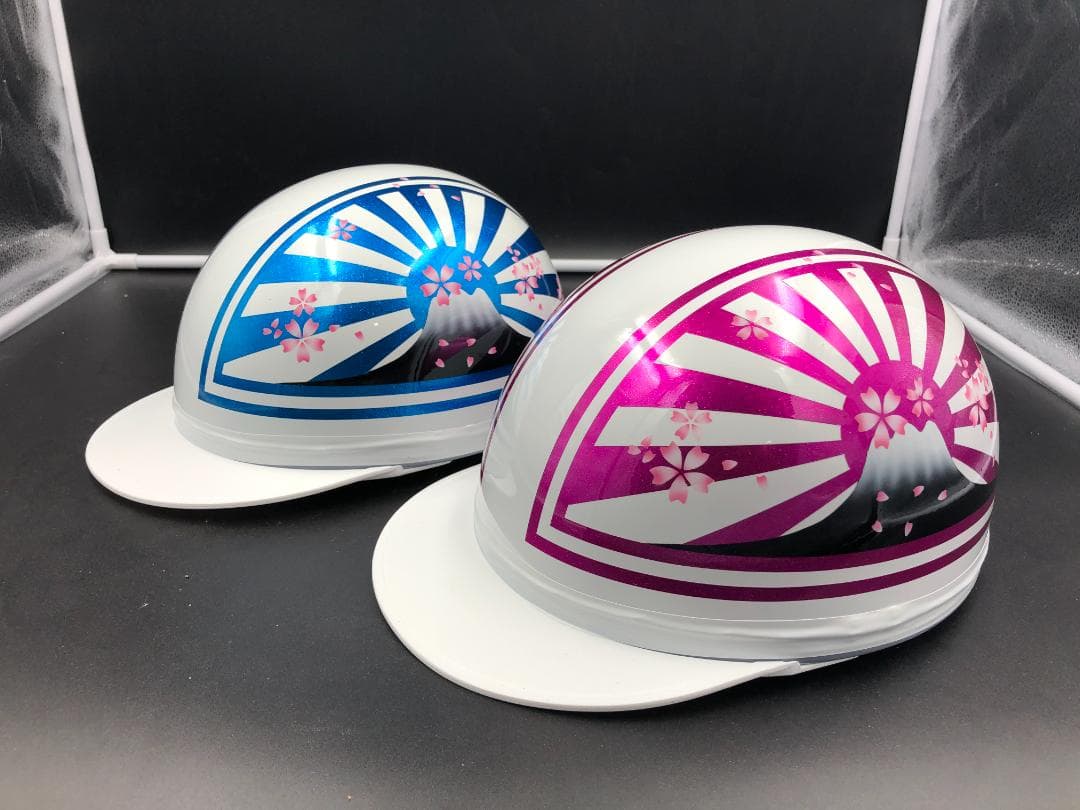 コルク半　カスタム　富士日章　三つボタン　ホワイトピンクブルー　ラメ　桜　セット