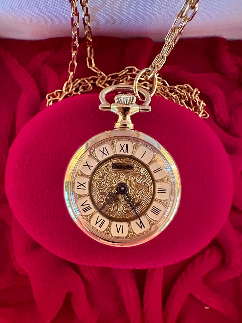 Chandler スイス製 ネックレス時計 箱・保証書・チェーン付 美品