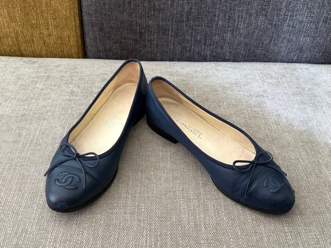 【正規品】CHANEL シャネル バレエシューズ バレリーナ 35.5 ネイビー