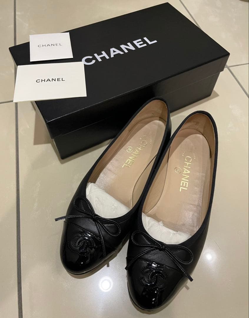 CHANEL バレエシューズ フラット リボン　37.5