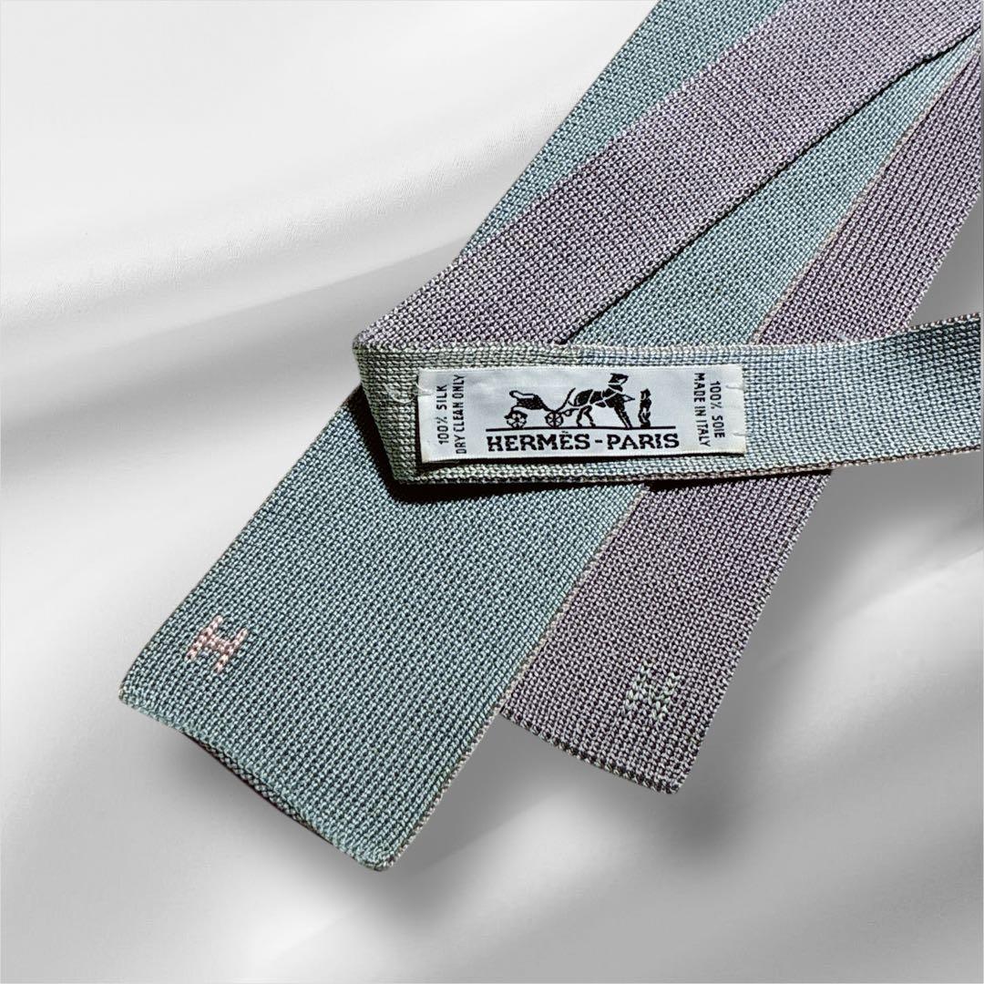 v8 ⭐️エルメス HERMES ニットタイ 4WAY Hロゴ刺繍