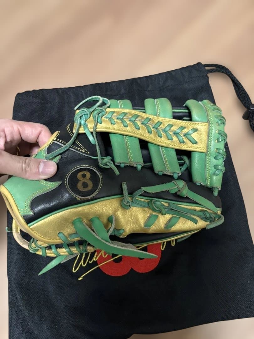 Wilson 硬式野球グローブ 黒/緑/金