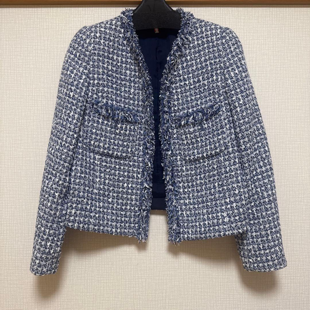 ANAYI Eternal Lineミックスツイードノーカラー ジャケット