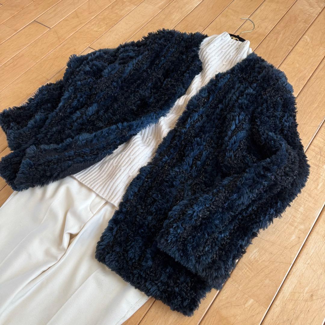 ふわふわ❤️ミンクファー&ラムファーのヤーンニット　ジャケットコート