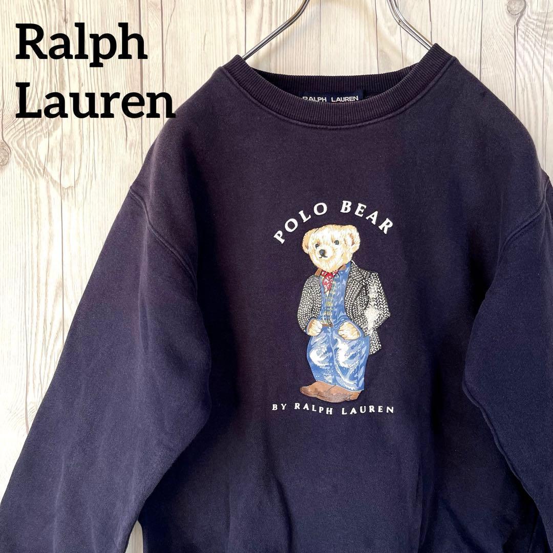 POLO　ポロラルフローレン　ベアー刺繍　スウェットトレナー　レディースM　紺