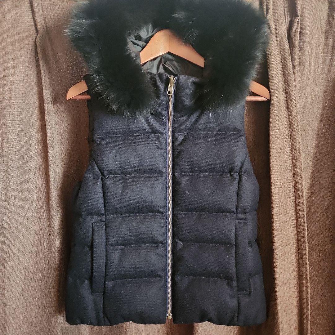 アナイ　フォックスファー付リバーシブルネイビーダウンベスト38