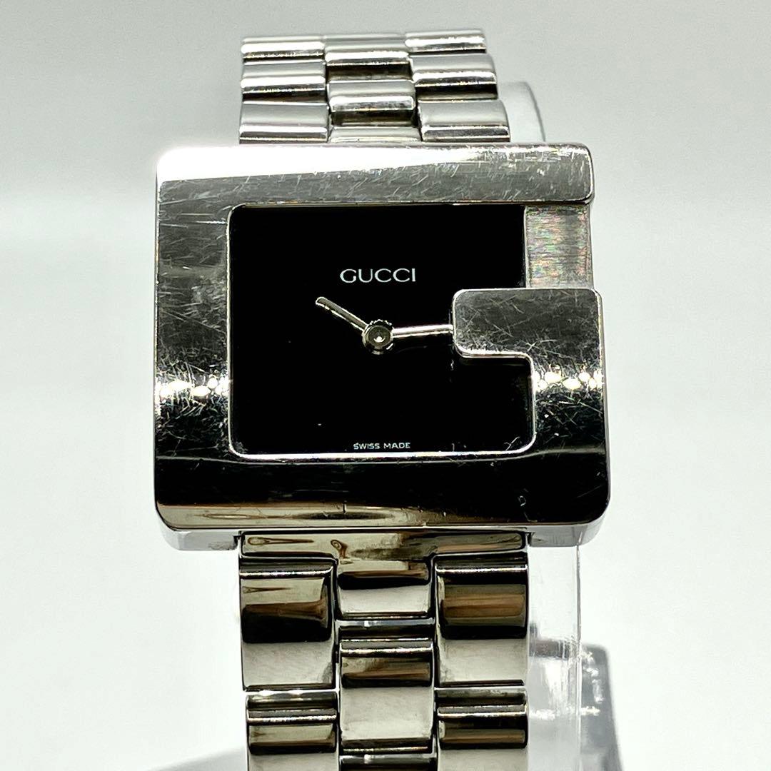 稼働 GUCCI グッチ 腕時計 3600J Gロゴ ベルト延長 シルバー 黒