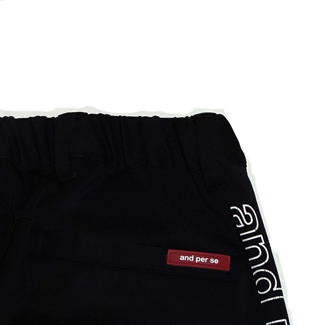 状態良好 アンパスィ ロゴ入りストレッチパンツ ブラック 伸縮性快適 サイズM