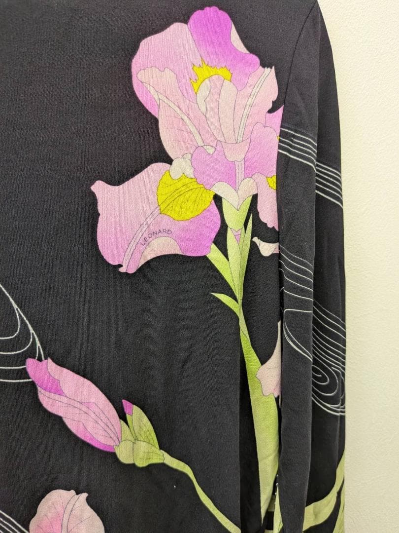 【未使用】 LEONARD レオナール ブラック 花柄 カットソー 40