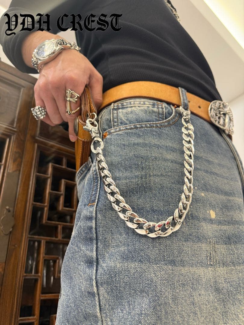 ★ZKWCN40　ウォレットチェーン　重厚クロスチームチェーン40cm　刻印有り