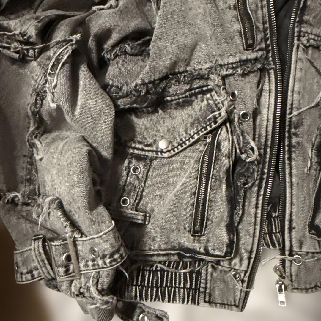 REFLEM レフレム デニムフリンジN2Bジャケット/グレー