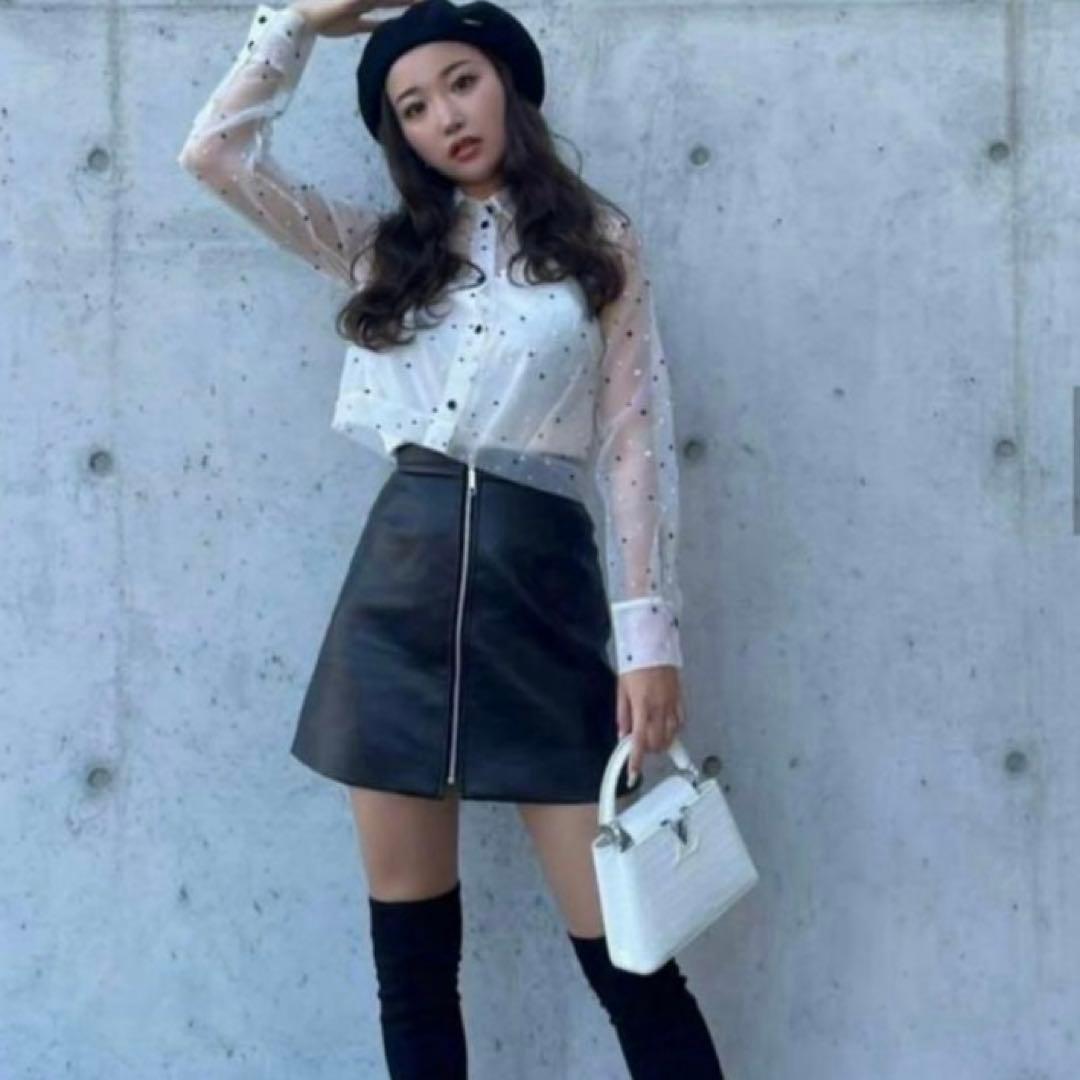 Shelleyシェリエ フロント ZIP レザー スカート M