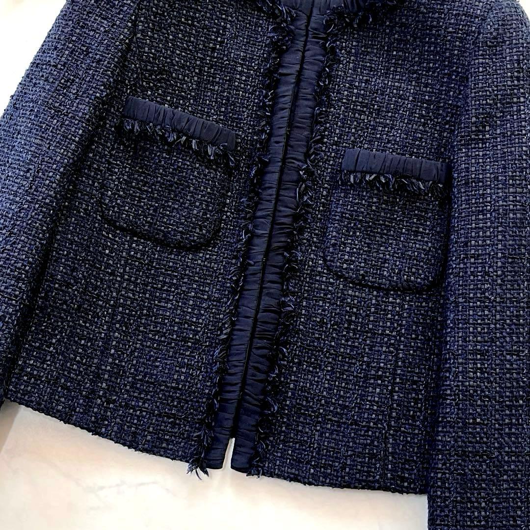 極美品☆アナイ【2022年】ミックスツイードノーカラージャケット　38
